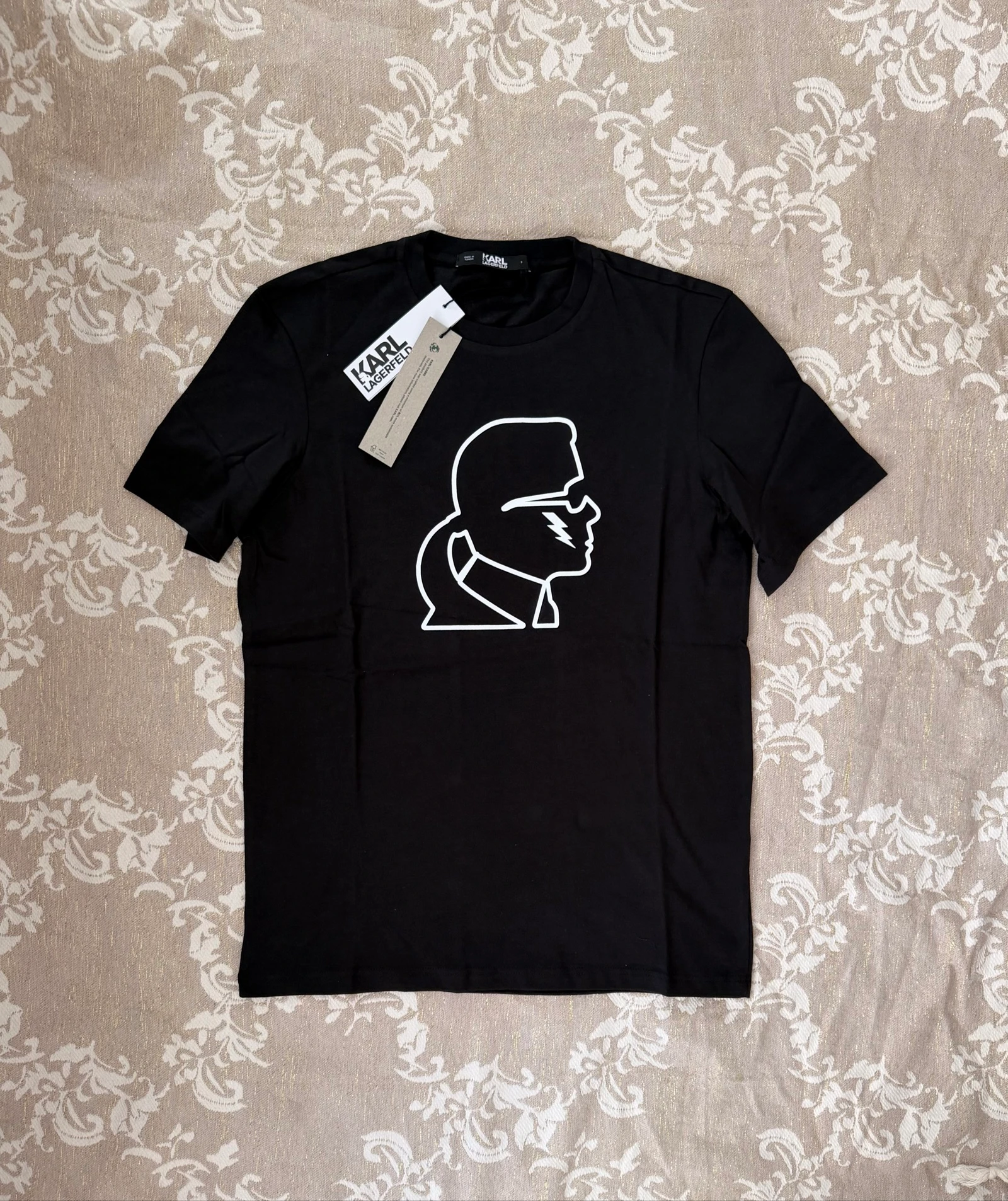 Authentic Karl Lagerfeld T-Shirt 100% Organic Cotton Size S Black – photo 2